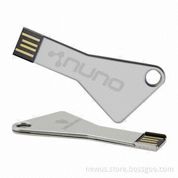 Promotional Steel Key USB Disks with UDP, Waterproof, Dust-proof and Shock-resistant